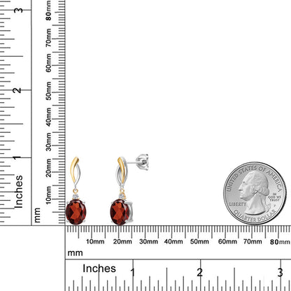 5.73カラット 天然 ガーネット ピアス ラボグロウンダイヤモンド シルバー925 ＆10金 イエローゴールド K10 1月 誕生石