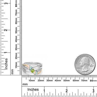 0.95カラット シミュレイテッド ホワイトオパール リング 指輪 天然石 ペリドット シルバー925 ＆10金 イエローゴールド K10 10月 誕生石