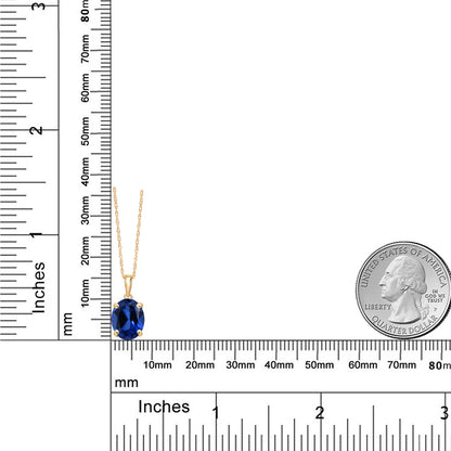 3.3カラット シンセティック サファイア ネックレス 14金 イエローゴールド K14 9月 誕生石
