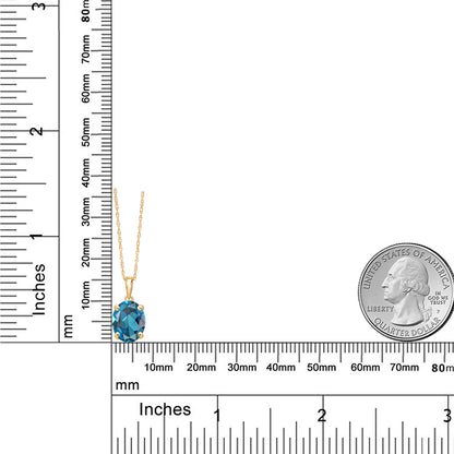 3カラット 天然 ロンドンブルートパーズ ネックレス 14金 イエローゴールド K14 11月 誕生石