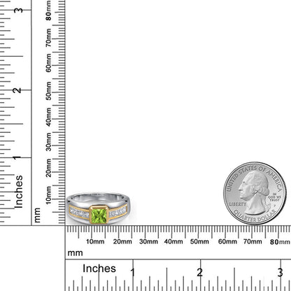 1.18カラット 天然石 ペリドット リング 指輪 ラボグロウンダイヤモンド シルバー925 ＆10金 イエローゴールド K10 8月 誕生石