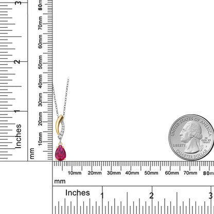 1.08カラット シンセティック ルビー ネックレス ラボグロウンダイヤモンド シルバー925 ＆10金 イエローゴールド K10 7月 誕生石