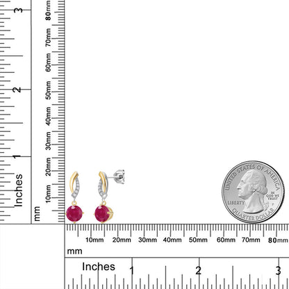 2.05カラット 天然 ルビー ピアス ラボグロウンダイヤモンド シルバー925 ＆10金 イエローゴールド K10 7月 誕生石