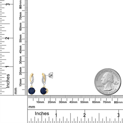 2.25カラット 天然 サファイア ピアス ラボグロウンダイヤモンド シルバー925 ＆10金 イエローゴールド K10 9月 誕生石