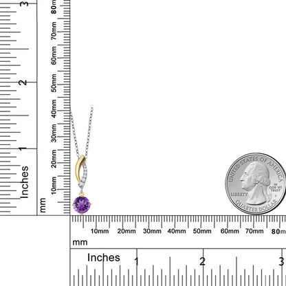 1.03カラット 天然 アメジスト ネックレス ラボグロウンダイヤモンド シルバー925 ＆10金 イエローゴールド K10 2月 誕生石