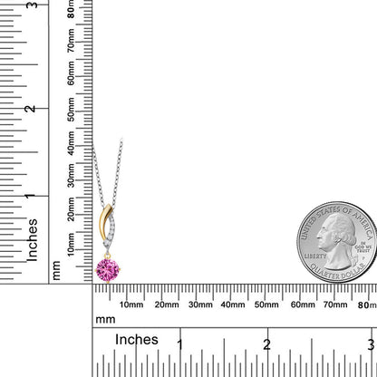 1.03カラット シンセティック ピンクサファイア ネックレス ラボグロウンダイヤモンド シルバー925 ＆10金 イエローゴールド K10 9月 誕生石