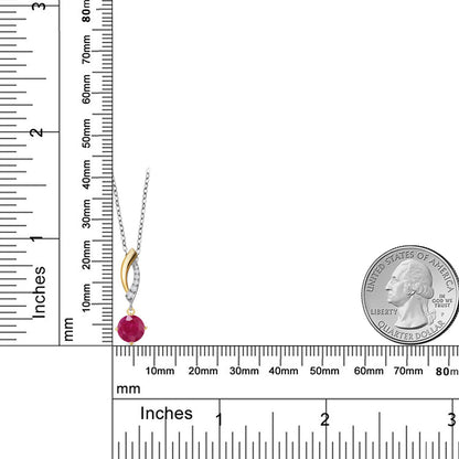 1.03カラット 天然 ルビー ネックレス ラボグロウンダイヤモンド シルバー925 ＆10金 イエローゴールド K10 7月 誕生石