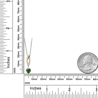 0.53カラット ナノエメラルド ネックレス ラボグロウンダイヤモンド シルバー925 ＆10金 イエローゴールド K10 5月 誕生石