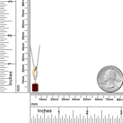 1.83カラット 天然 ガーネット ネックレス ラボグロウンダイヤモンド シルバー925 ＆10金 イエローゴールド K10 1月 誕生石