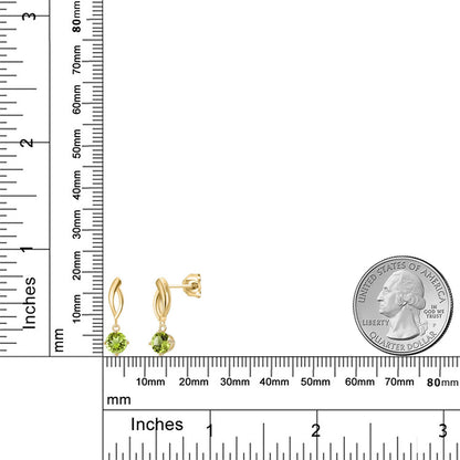 1.1カラット 天然石 ペリドット ピアス 10金 イエローゴールド K10 8月 誕生石