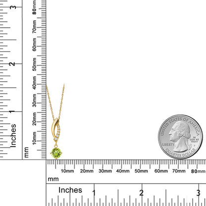 0.58カラット 天然石 ペリドット ネックレス ラボグロウンダイヤモンド 10金 イエローゴールド K10 8月 誕生石