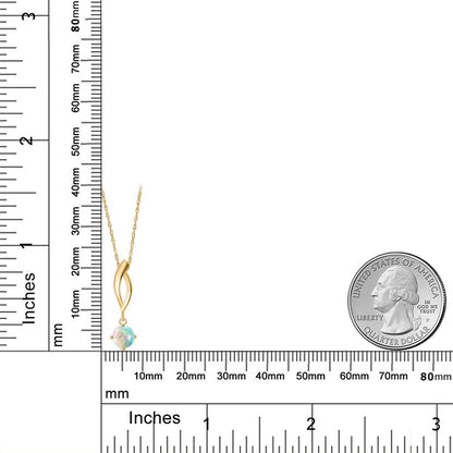 0.5カラット シミュレイテッド ホワイトオパール ネックレス 10金 イエローゴールド K10 10月 誕生石