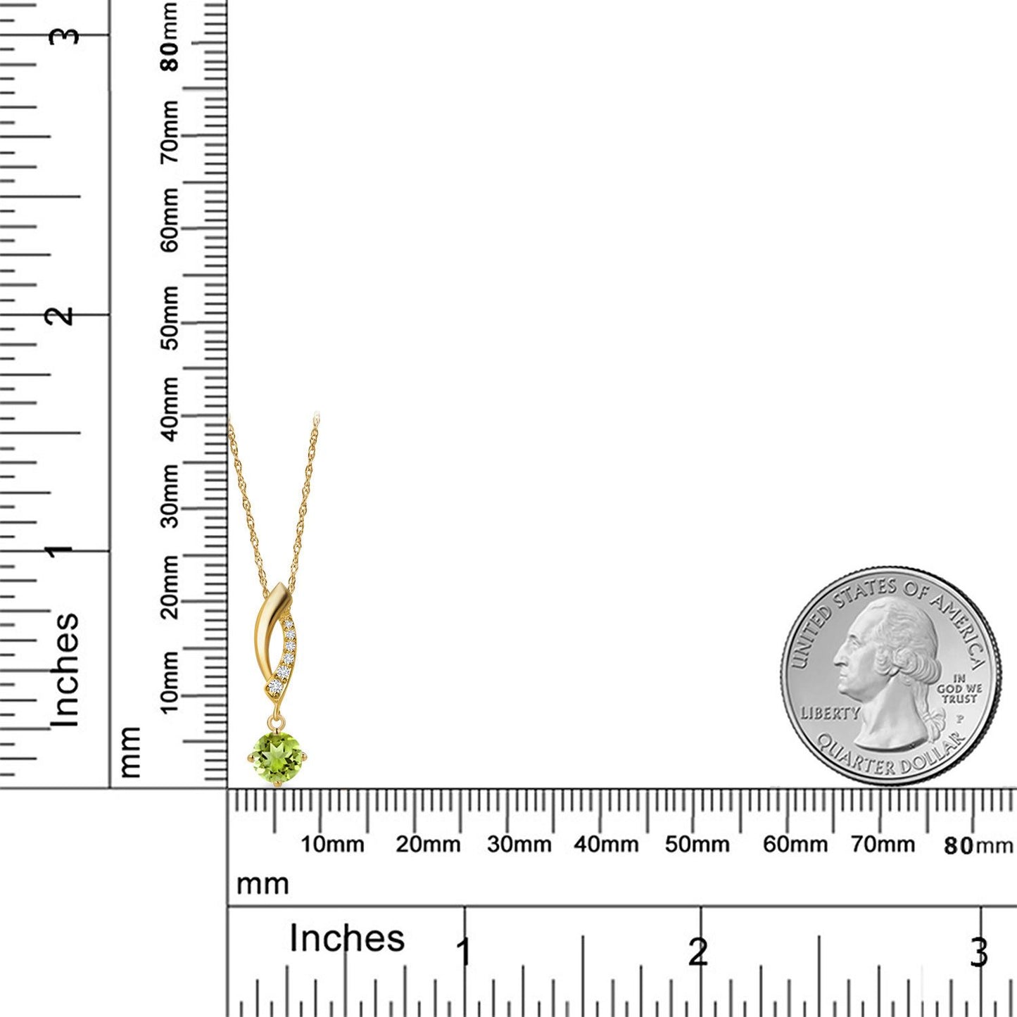 0.48カラット 天然石 ペリドット ネックレス ラボグロウンダイヤモンド 10金 イエローゴールド K10 8月 誕生石