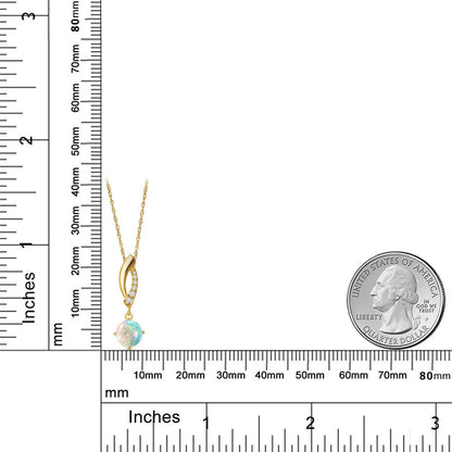 1.03カラット シミュレイテッド ホワイトオパール ネックレス ラボグロウンダイヤモンド 10金 イエローゴールド K10 10月 誕生石