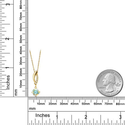 1.03カラット 天然石 ミスティックトパーズ ネックレス ラボグロウンダイヤモンド 10金 イエローゴールド K10 11月 誕生石