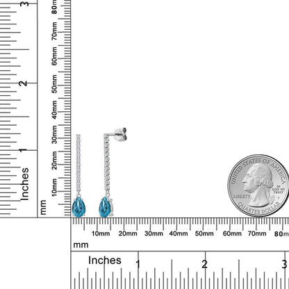 2.22カラット 天然 ロンドンブルートパーズ ロングピアス ラボグロウンダイヤモンド 14金 ホワイトゴールド K14 11月 誕生石