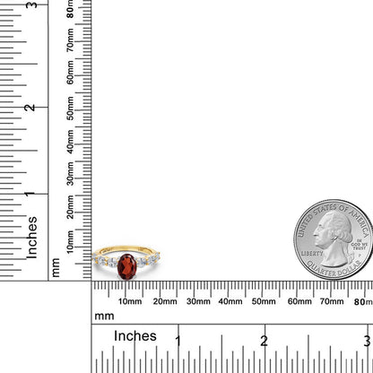 2.4カラット 天然 ガーネット リング 指輪 ラボグロウンダイヤモンド 14金 ツートンゴールド K14 1月 誕生石