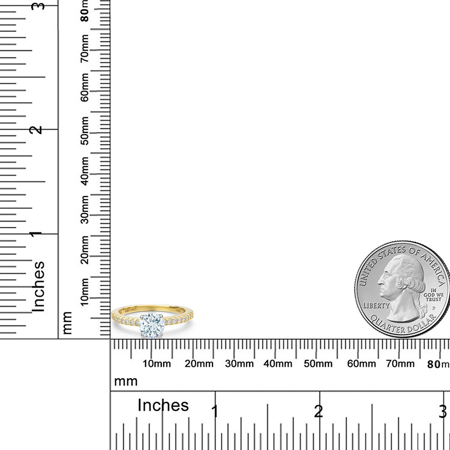 0.91カラット 天然 アクアマリン リング 指輪 ラボグロウンダイヤモンド 14金 ツートンゴールド K14 3月 誕生石