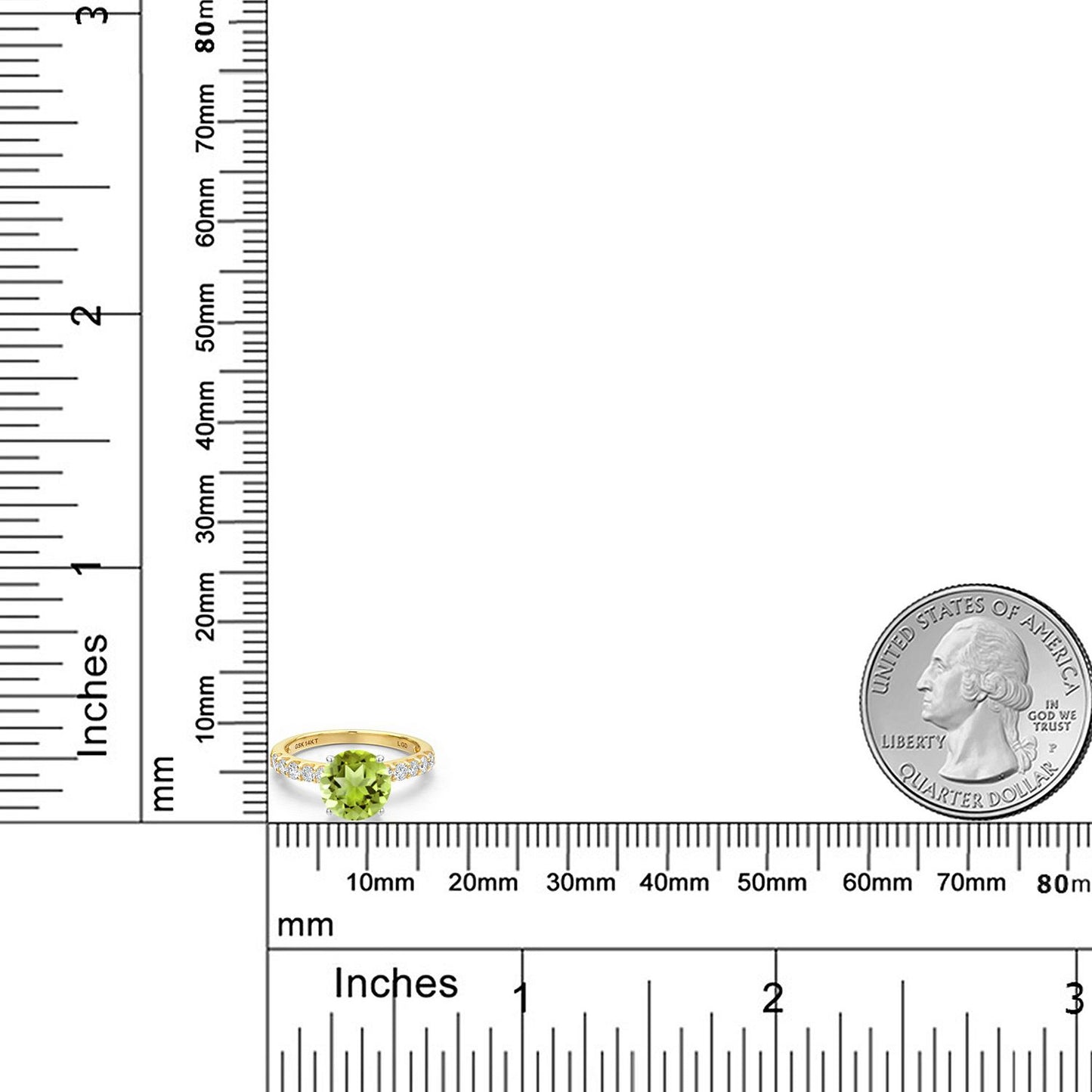 1.83カラット 天然石 ペリドット リング 指輪 ラボグロウンダイヤモンド 14金 ツートンゴールド K14 8月 誕生石