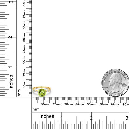 1.83カラット 天然石 ペリドット リング 指輪 ラボグロウンダイヤモンド 14金 ツートンゴールド K14 8月 誕生石