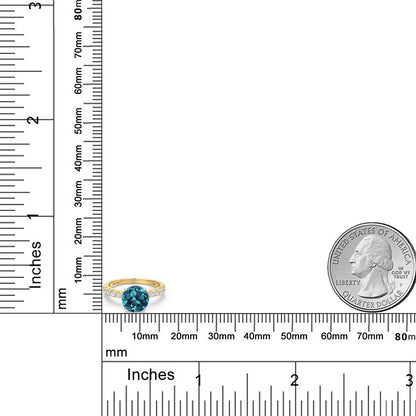 2.08カラット 天然 ロンドンブルートパーズ リング 指輪 ラボグロウンダイヤモンド 14金 ツートンゴールド K14 11月 誕生石