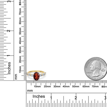 3.03カラット 天然 ガーネット リング 指輪 ラボグロウンダイヤモンド 14金 ツートンゴールド K14 1月 誕生石