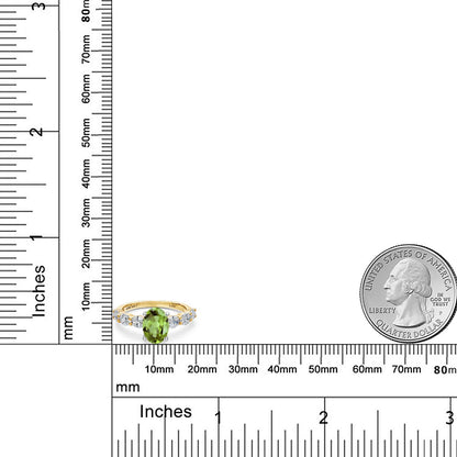 3カラット 天然石 ペリドット リング 指輪 ラボグロウンダイヤモンド 14金 ツートンゴールド K14 8月 誕生石