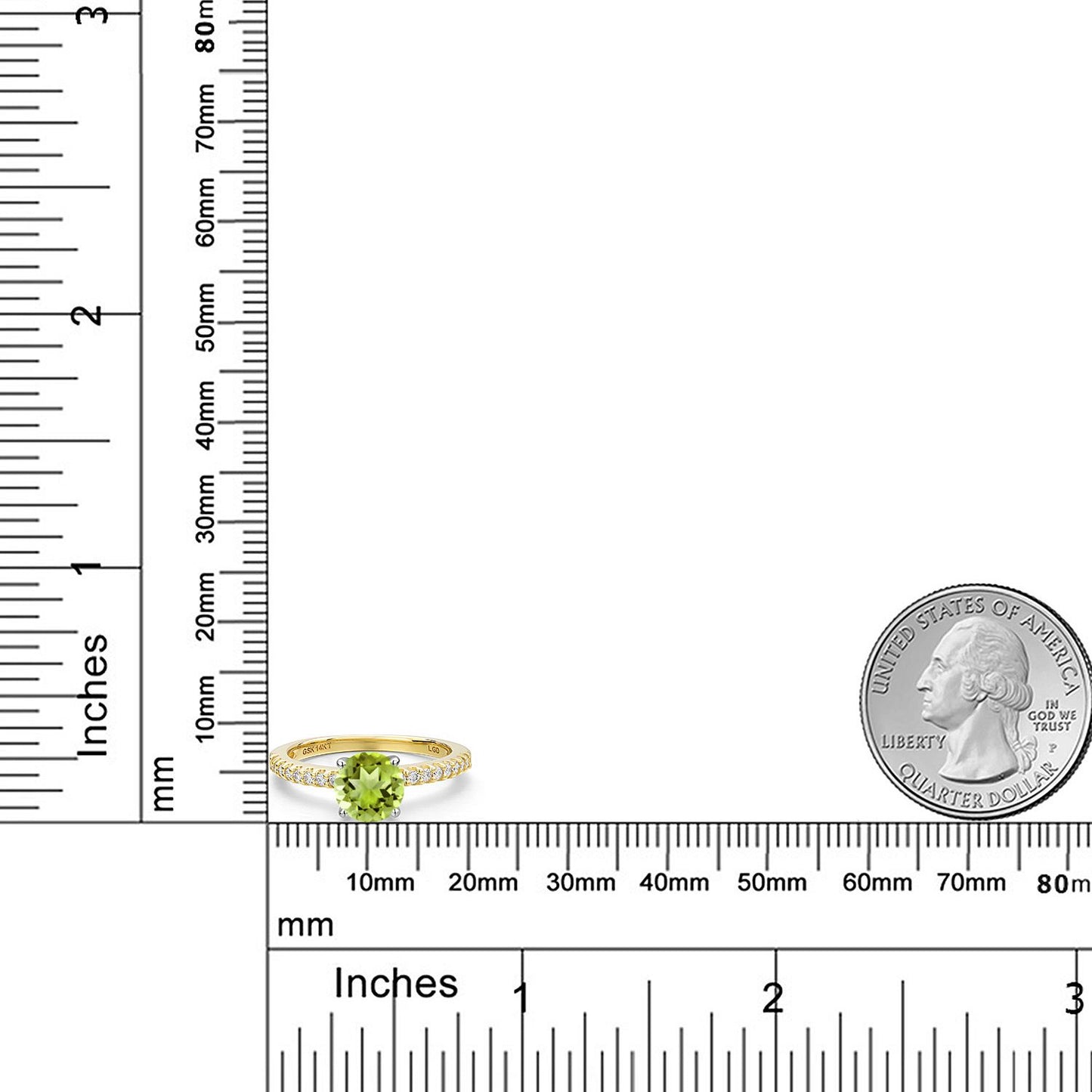 1.61カラット 天然石 ペリドット リング 指輪 ラボグロウンダイヤモンド 14金 ツートンゴールド K14 8月 誕生石