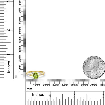 1.61カラット 天然石 ペリドット リング 指輪 ラボグロウンダイヤモンド 14金 ツートンゴールド K14 8月 誕生石
