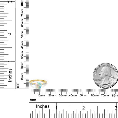 1.38カラット シミュレイテッド ホワイトオパール リング 指輪 ラボグロウンダイヤモンド 14金 ツートンゴールド K14 10月 誕生石