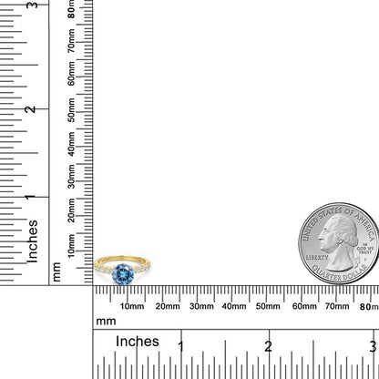 1.18カラット ブルー モアサナイト リング 指輪 ラボグロウンダイヤモンド 14金 ツートンゴールド K14