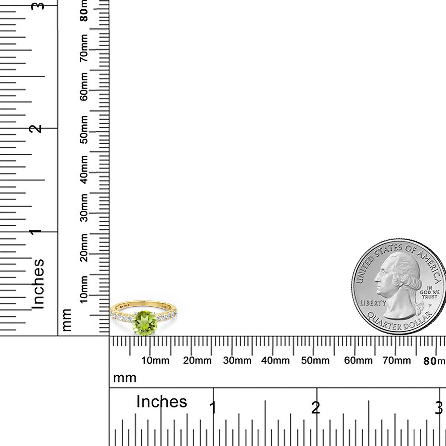 1.38カラット 天然石 ペリドット リング 指輪 ラボグロウンダイヤモンド 14金 ツートンゴールド K14 8月 誕生石