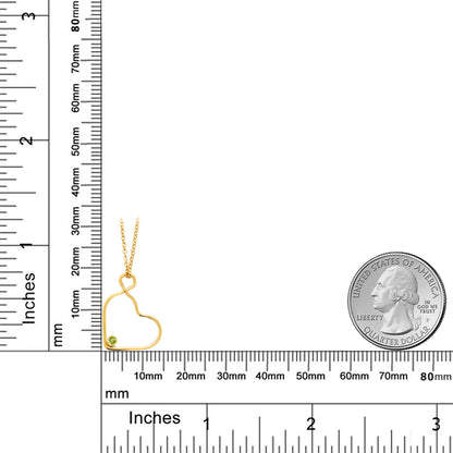 0.05カラット 天然石 ペリドット オープンハート ネックレス K14GF 8月 誕生石