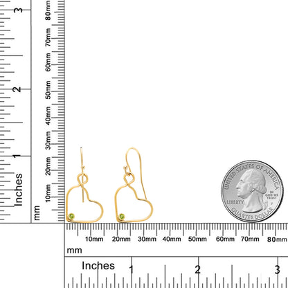 0.1カラット  天然石 ペリドット オープンハート ピアス   K14GF  8月 誕生石