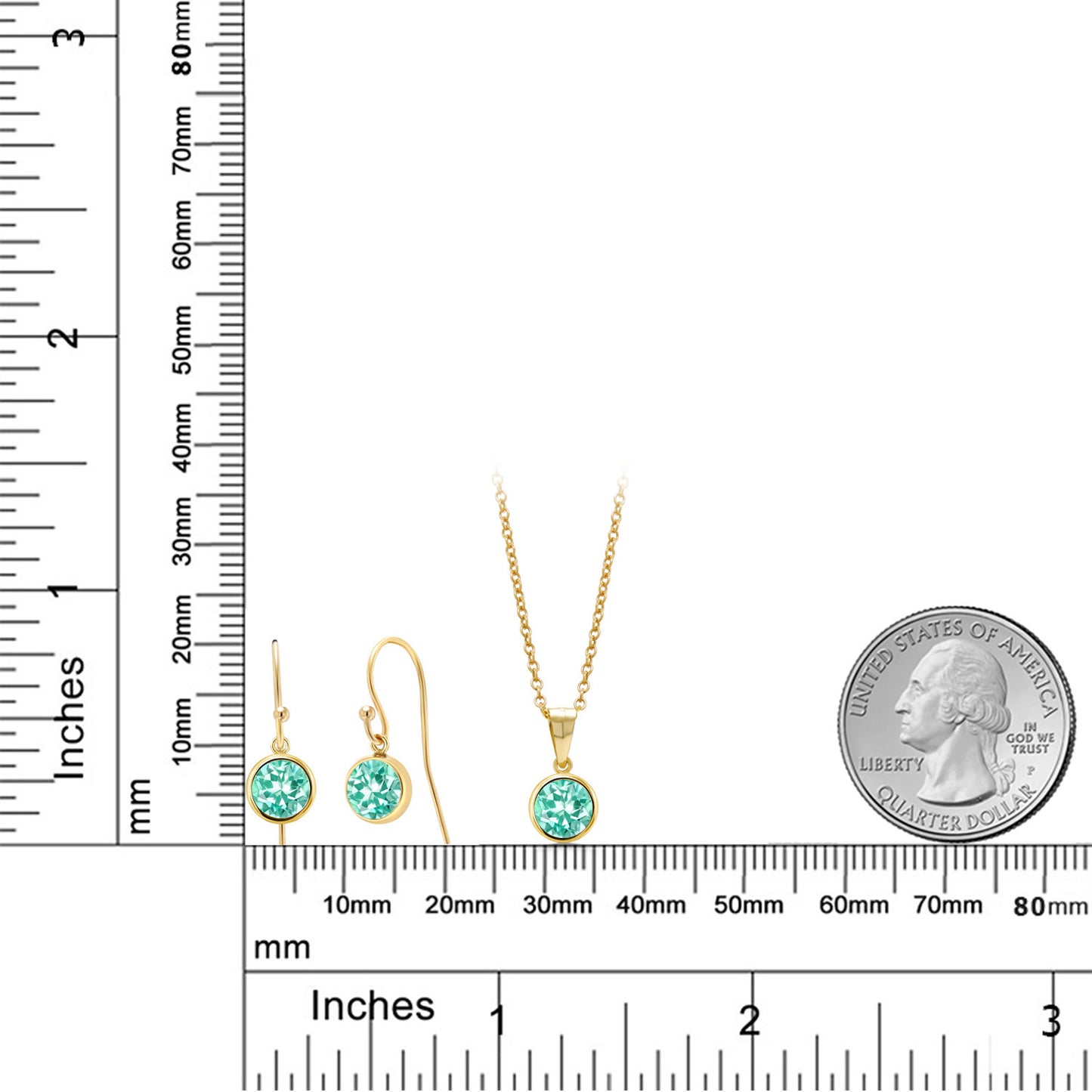 2.45カラット  天然 アパタイト ネックレス ピアス セット   K14GF