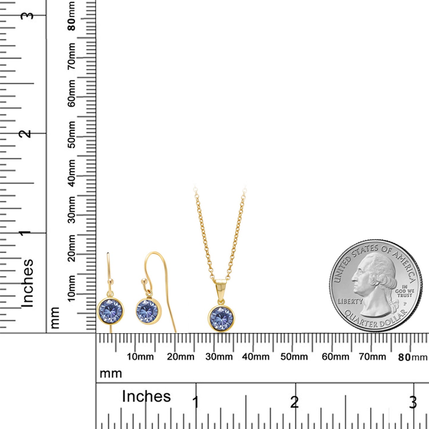 2.4カラット  ブルー モアサナイト ネックレス ピアス セット   K14GF