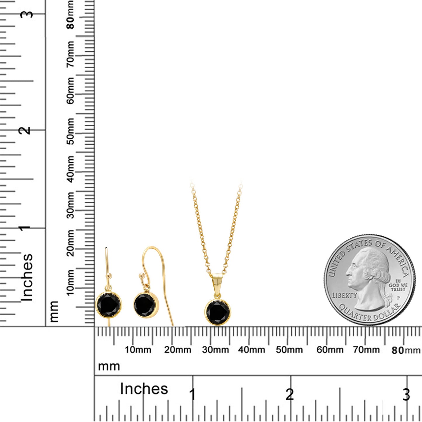 3.15カラット 天然 ブラックダイヤモンド ネックレス ピアス セット K14GF