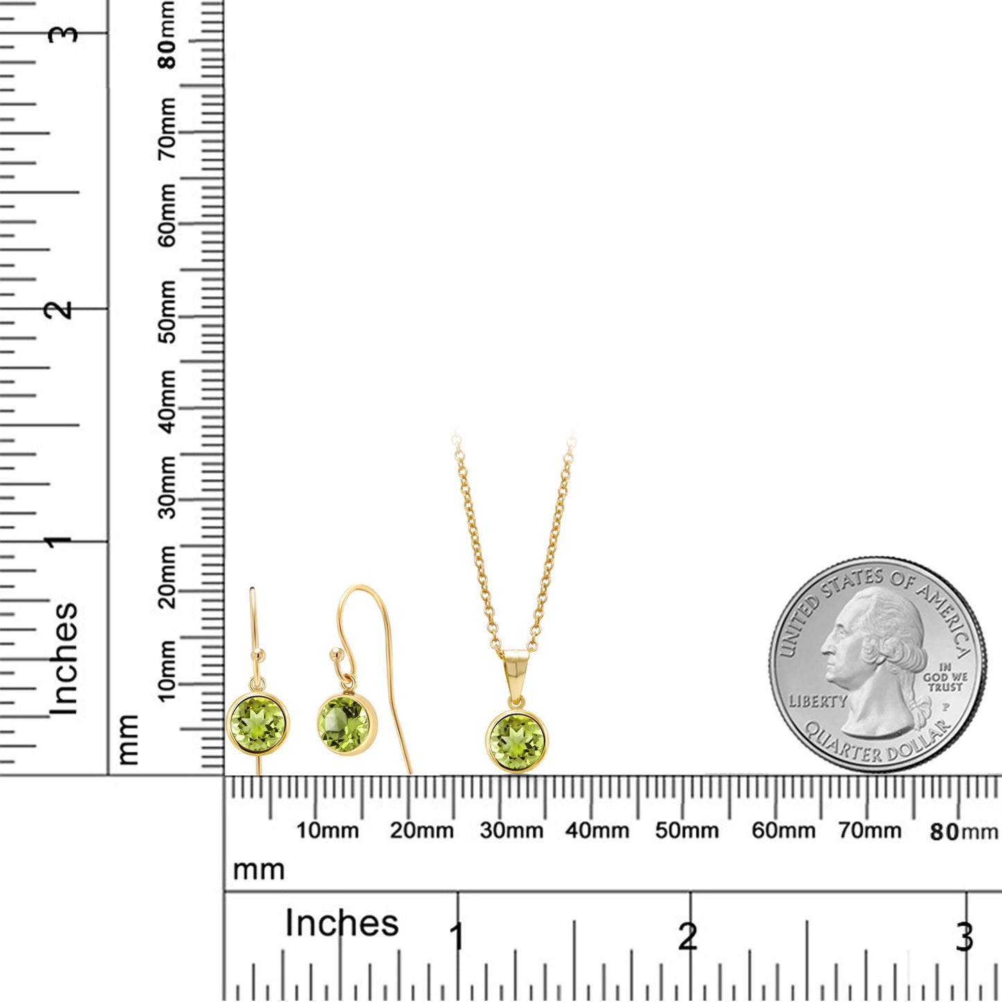 3カラット 天然石 ペリドット ネックレス ピアス セット K14GF 8月 誕生石