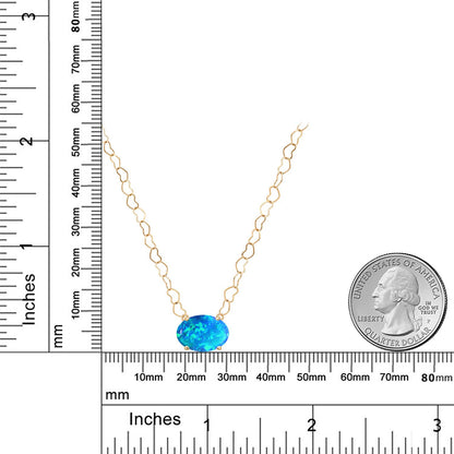 1.17カラット シミュレイテッド ブルーオパール ネックレス 14金 イエローゴールド K14 10月 誕生石
