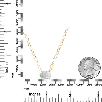 2カラット シミュレイテッド ホワイトオパール ネックレス 14金 イエローゴールド K14 10月 誕生石
