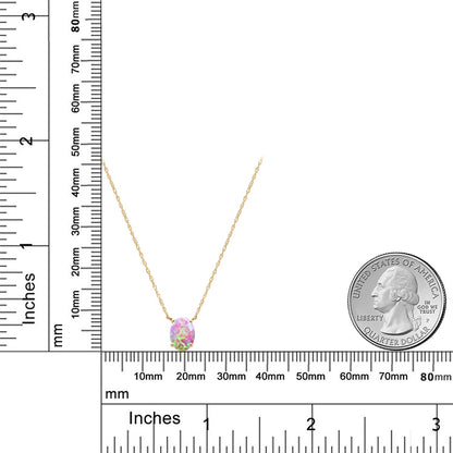 1.05カラット シミュレイテッド ピンクオパール ネックレス 14金 イエローゴールド K14 10月 誕生石