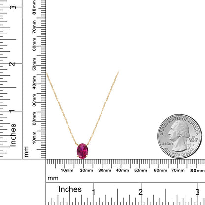 1.35カラット シンセティック ルビー ネックレス 14金 イエローゴールド K14 7月 誕生石