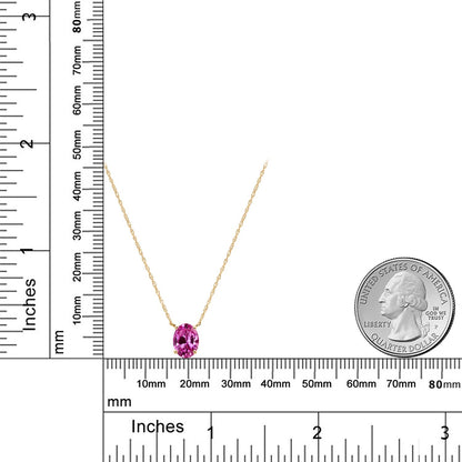 1.65カラット シンセティック ピンクサファイア ネックレス 14金 イエローゴールド K14 9月 誕生石