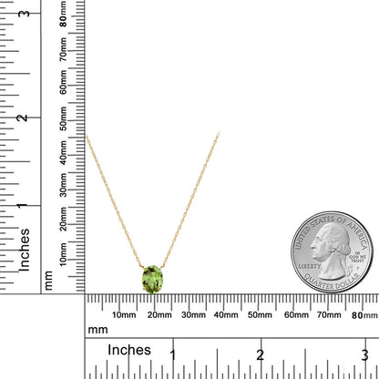 1.42カラット 天然石 ペリドット ネックレス 14金 イエローゴールド K14 8月 誕生石
