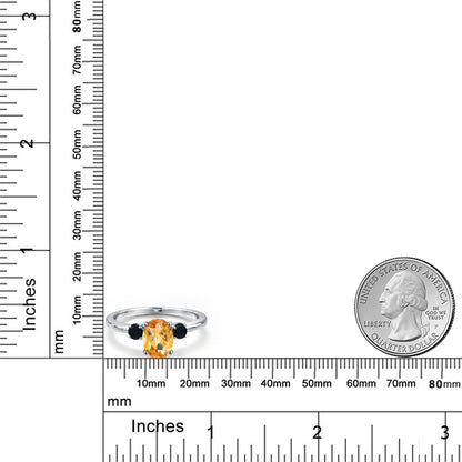 1.45カラット 天然 シトリン リング 指輪 天然 オニキス 14金 ホワイトゴールド K14 11月 誕生石