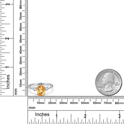 1.91カラット 天然 シトリン リング 指輪 シンセティック ホワイトサファイア 14金 ホワイトゴールド K14 11月 誕生石