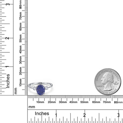2.26カラット 天然石 ラピスラズリ リング 指輪 シンセティック ホワイトサファイア 14金 ホワイトゴールド K14 12月 誕生石