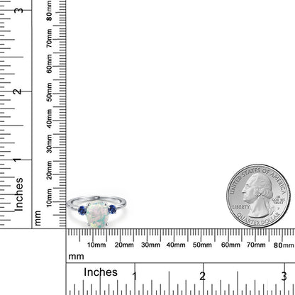 1.98カラット シミュレイテッド ホワイトオパール リング 指輪 シンセティック サファイア 14金 ホワイトゴールド K14 10月 誕生石