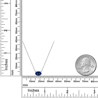 0.6カラット シンセティック サファイア ネックレス 10金 ホワイトゴールド K10 9月 誕生石