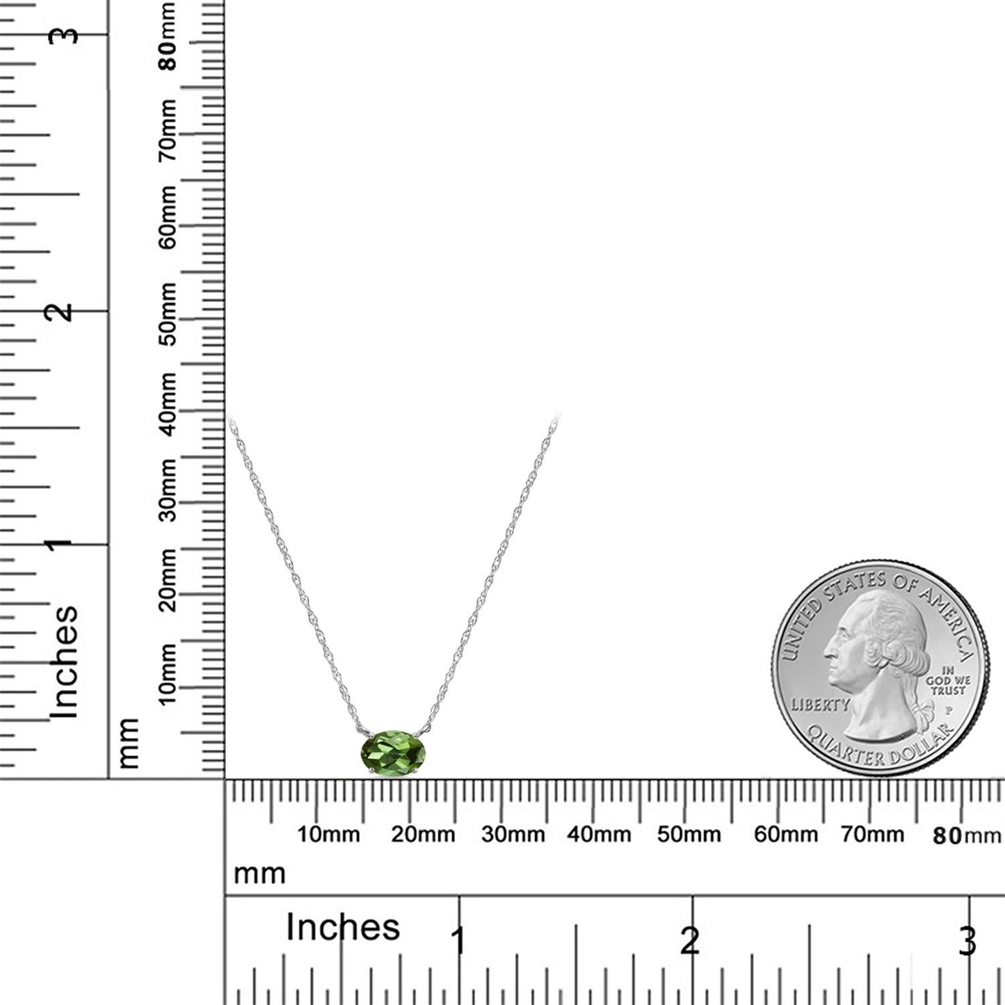 0.5カラット 天然 グリーントルマリン ネックレス 10金 ホワイトゴールド K10 10月 誕生石